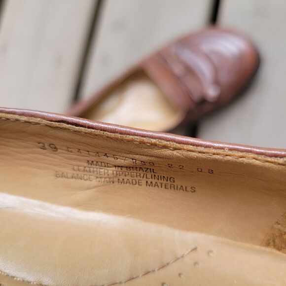 Vintage 90s y2k Dansko Danielle Bow Brown Leather Chunky Lolita Slip-on Loafers - Picture 7 of 7